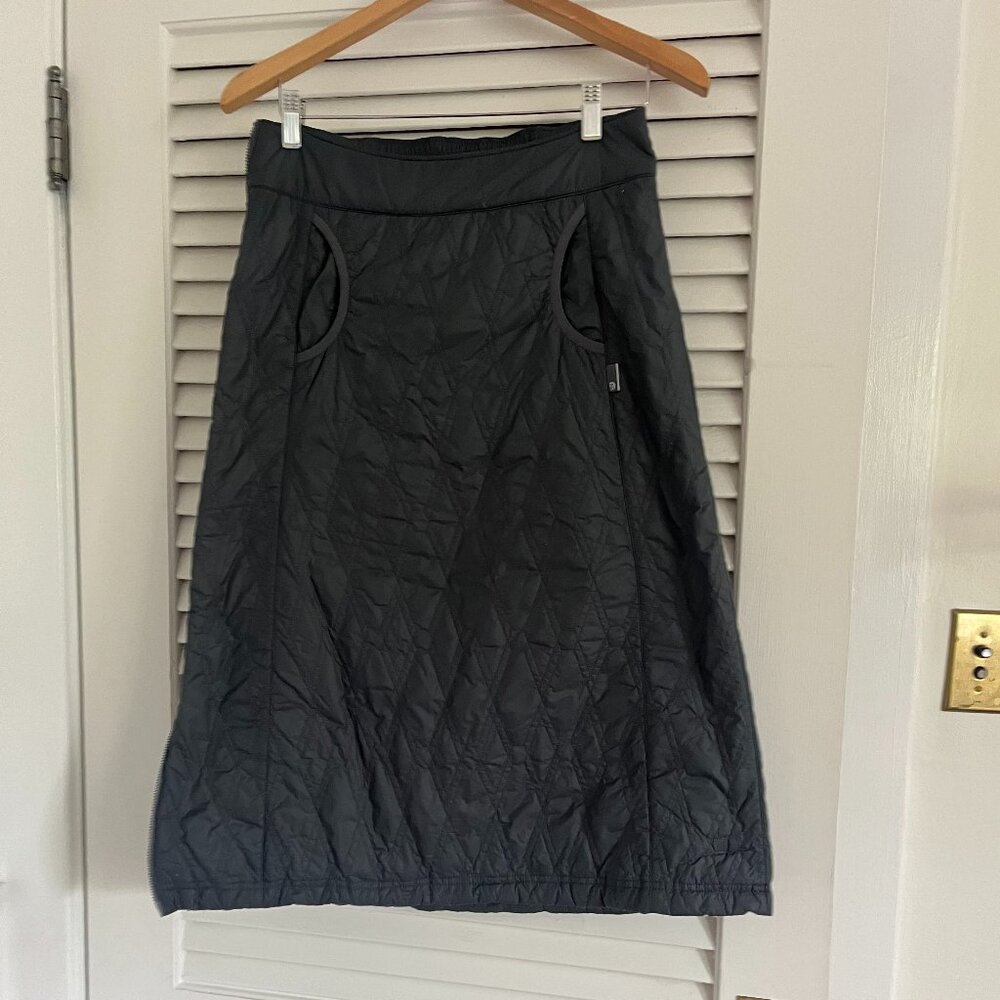 Women's Mountain Hardwear Quilted Down Cinch Ski Skirt Insulated Small Blue/Grey